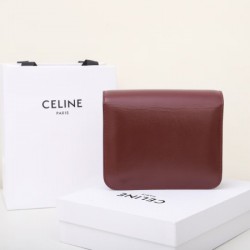 Celine dark red 192523 tea classic bag in box calfskin