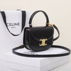 Celine 10l063 black mini besace triomphe saddle bag