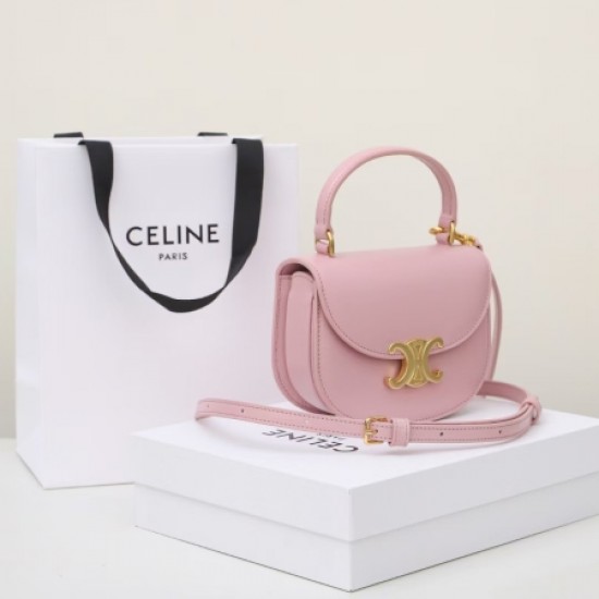 Celine 10l063 pink mini besace triomphe saddle bag