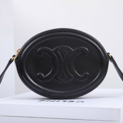 Celine 101703 black crossbody oval purse cuir triomphe in smooth calfskin