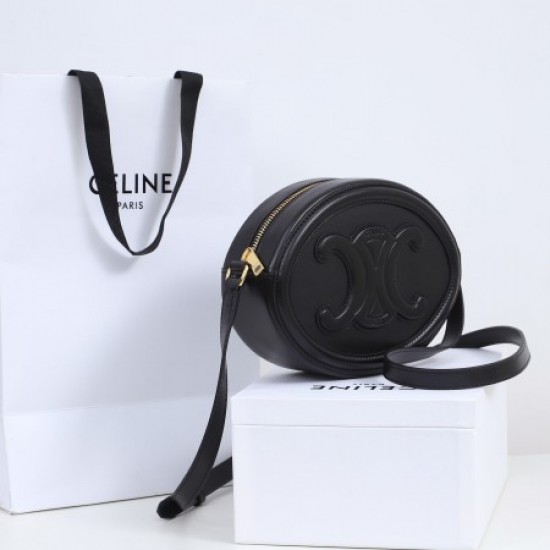 Celine 198603 black oval bag cuir triomphe in smooth calfskin