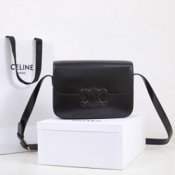 Celine 199223 black teen bag cuir triomphe in shiny calfskin