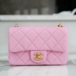 Chanel Pink& Gold Hardware French HAAS Calfskin Mini Classic Handbag