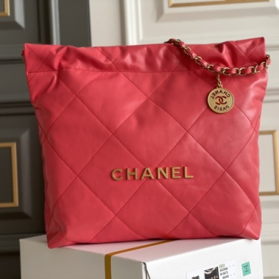 Chanel AS3260 Small Red Shiny Calfskin & Gold-Tone Metal Chanel 22 Small Handbag