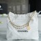 Chanel AS3261 Medium White Shiny Calfskin & Gold-Tone Metal Chanel 22 Handbag