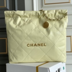 Chanel AS3261 Medium Yellow Shiny Calfskin & Gold-Tone Metal Chanel 22 Handbag