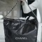 Chanel AS3260 Small Black Shiny Calfskin & Silver-Tone Metal Metal Chanel 22 Small Handbag