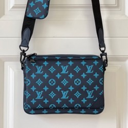 Louis Vuitton M46604 Black & Blue Trio Messenger Bag