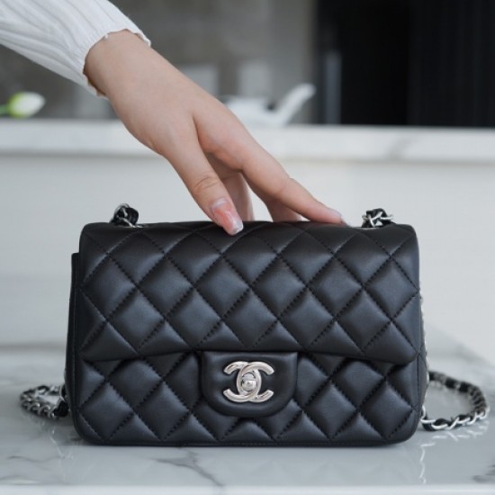 Chanel Black & Gold Hardware Italian Gaiera Lambskin Mini Classic Handbag