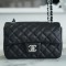 Chanel Black & Silver Hardware French Imported Grained Calf Leather Mini Classic Handbag