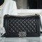 Chanel Black France Imported Lambskin Medium Boy Chanel Handbag