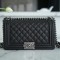 Chanel Black France Haas Calfskin Medium Boy Chanel Handbag