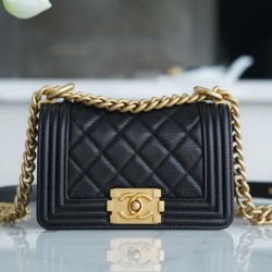 Chanel Black Italian Imported Calfskin Mini Boy Chanel Handbag