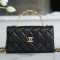 Chanel Black Large Enamel Buckle Kelly Bag